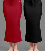 Women's Plain Nylon Petticoat Skirts Saree Silhouette Shape Wear set of 2