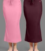 Plain Nylon Soft Petticoat Skirts Saree Silhouette Shape Wear set of 2