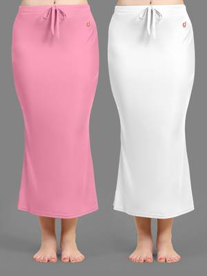 Trendmalls Women's Plain Nylon Petticoat Skirts Saree Silhouette Shape Wear set of 2 1
