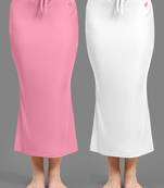 Women's Plain Nylon Petticoat Skirts Saree Silhouette Shape Wear set of 2