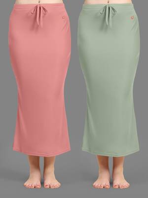 Trendmalls Women's Plain Nylon Petticoat Skirts Saree Silhouette Shape Wear set of 2 1