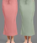 Women's Plain Nylon Petticoat Skirts Saree Silhouette Shape Wear set of 2