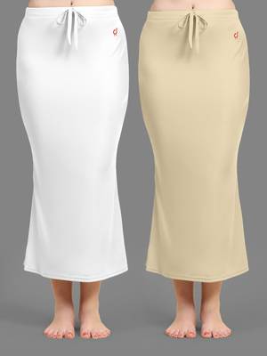 Trendmalls Women's Plain Nylon Petticoat Skirts Saree Silhouette Shape Wear set of 2 1