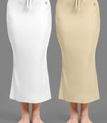 Women's Plain Nylon Petticoat Skirts Saree Silhouette Shape Wear set of 2