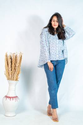 The jaipur art blue floral lisa blouse 3