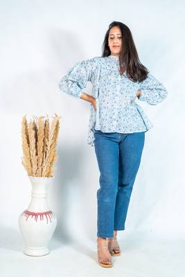 The jaipur art blue floral lisa blouse 4