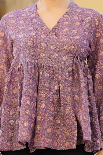 The jaipur art hand block printedhazel wrap blouse