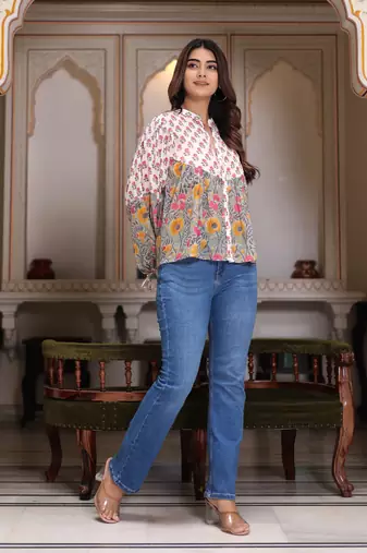 The jaipur art handblock printed bliss blouse