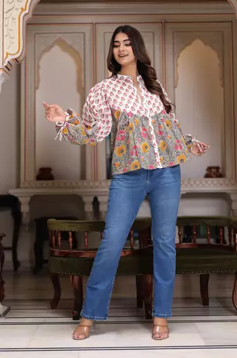 The jaipur art handblock printed bliss blouse