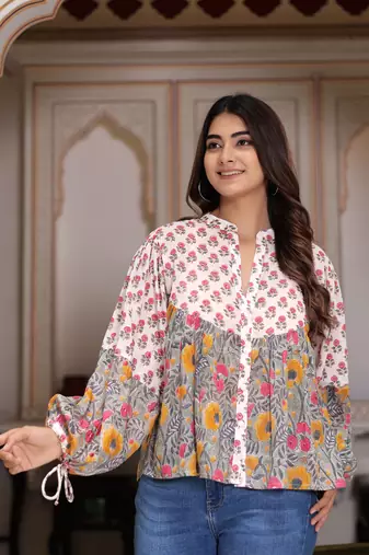 The jaipur art handblock printed bliss blouse