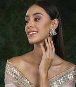 Triangle dual tone kundan earrings