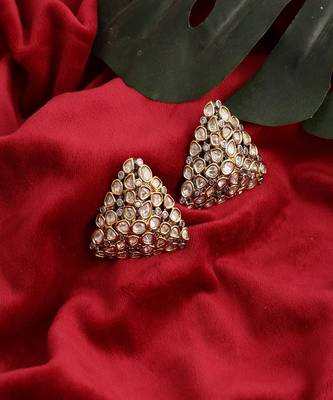 Triangle dual tone kundan earrings 3