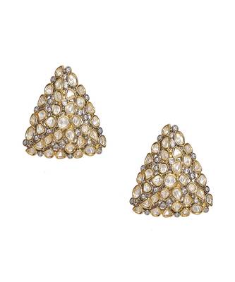 Triangle dual tone kundan earrings 1