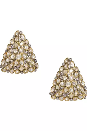 Triangle dual tone kundan earrings