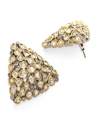 Triangle dual tone kundan earrings 4