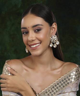 Chand kundan earrings with teardrops 1