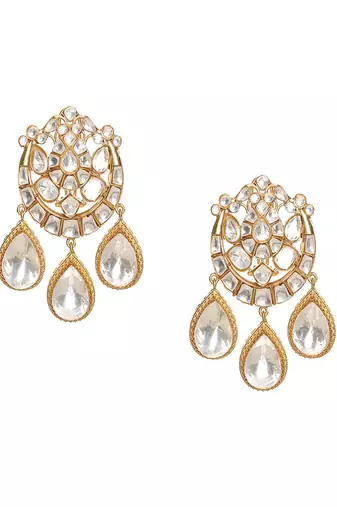 Chand kundan earrings with teardrops