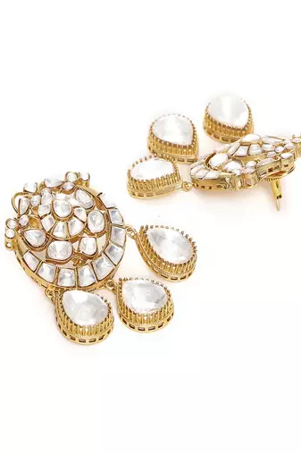 Chand kundan earrings with teardrops