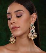 Dangler kundan earrings with pearls