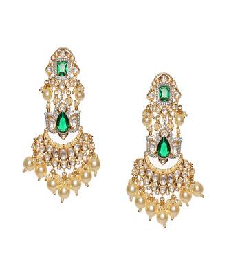 Dangler kundan earrings with pearls 1