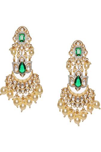 Dangler kundan earrings with pearls