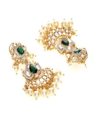 Dangler kundan earrings with pearls 4