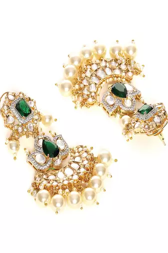 Dangler kundan earrings with pearls