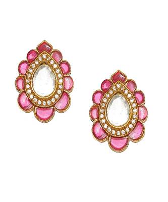 Tear drop maroon studs 1