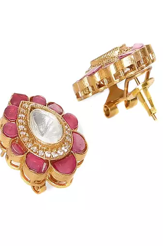 Tear drop maroon studs