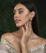 Tear drop green studs