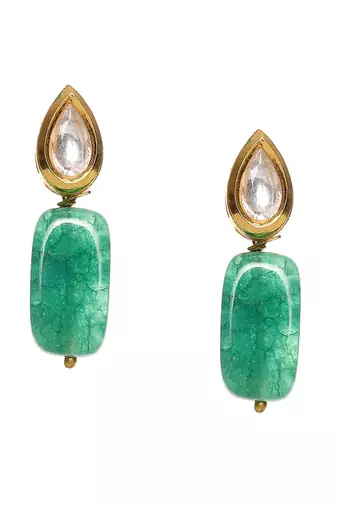 Kundan studs with green stone