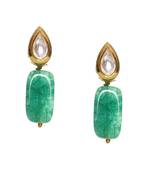 Kundan studs with green stone