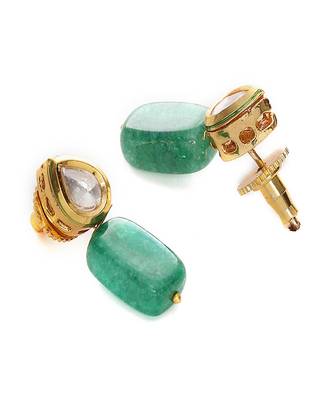 Kundan studs with green stone 4