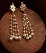 Long dangler kundan & pearl earrings