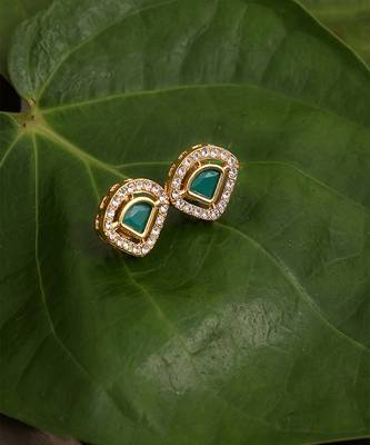 Kundan studs with green stone 2