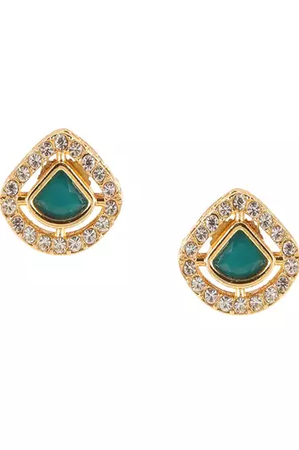 Kundan studs with green stone
