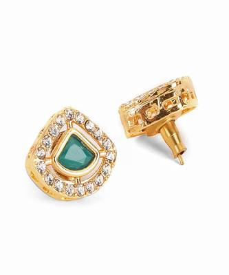 Kundan studs with green stone 4