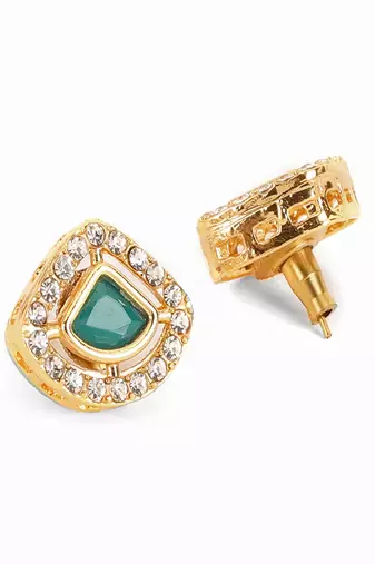 Kundan studs with green stone