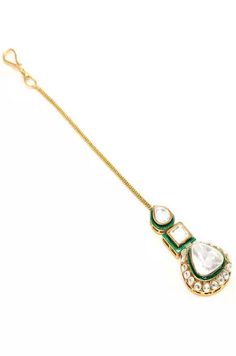 Kundan maang tikka with meenakari
