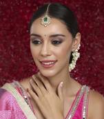 Kundan maang tikka with diamonds & emerald stone