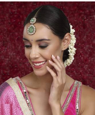 Kundan maang tikka with diamonds & semi precious stone 1