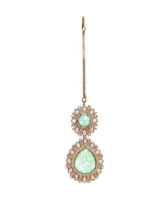 Kundan maang tikka with diamonds & semi precious stone 3