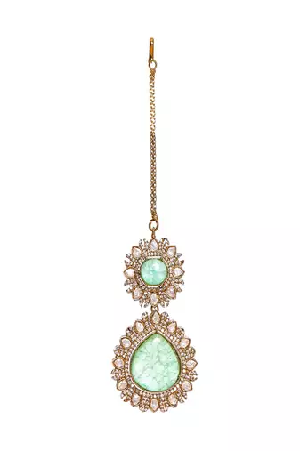 Kundan maang tikka with diamonds & semi precious stone