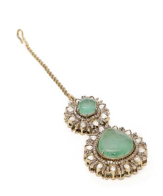 Kundan maang tikka with diamonds & semi precious stone 4