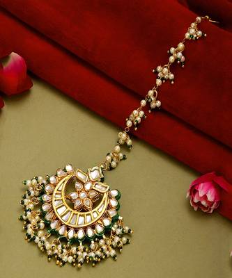Meenakari and pearl kundan maang tikka 2