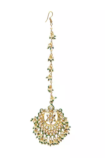 Meenakari and pearl kundan maang tikka