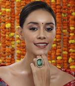 Oversized emerald cocktail ring