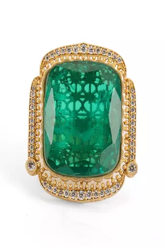 Oversized emerald cocktail ring