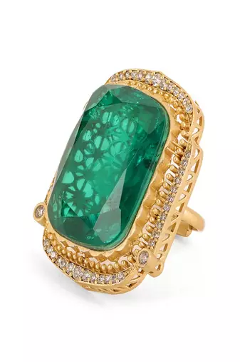 Oversized emerald cocktail ring