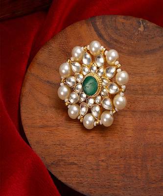 Oversized round cocktail kundan ring 2